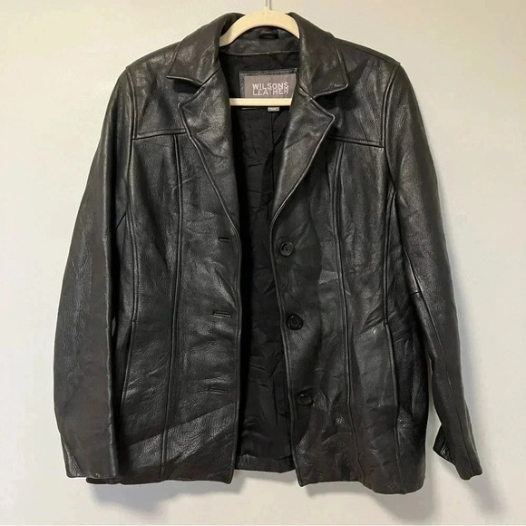 Wilsons Leather black leather  blazer jacket - Picture 1 of 4